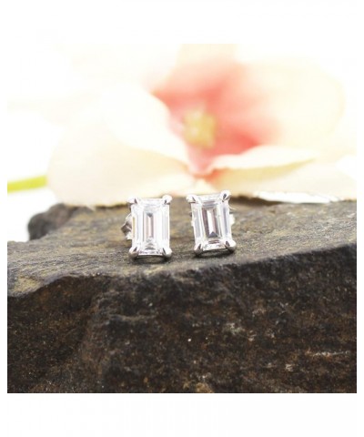 1-3ct Moissanite Stud Earrings for Women, D Color VVS1 Clarity Solitaire Emerald Cut Moissanite Earrings 18K Gold Plated S925...