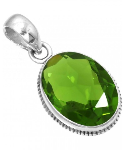 925 Sterling Silver Handmade Pendant for Women 12x16 Oval Gemstone Statement Jewelry for Gift (99542_P) Peridot Quartz $20.29...