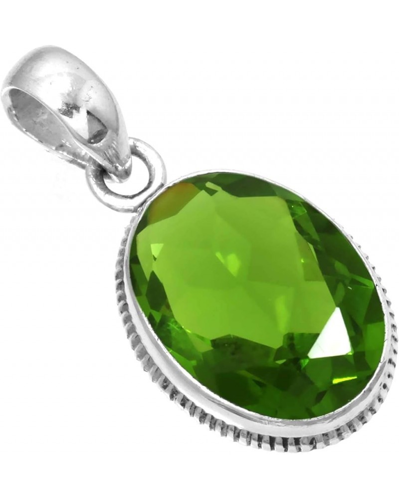 925 Sterling Silver Handmade Pendant for Women 12x16 Oval Gemstone Statement Jewelry for Gift (99542_P) Peridot Quartz $20.29...