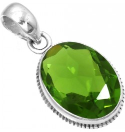 925 Sterling Silver Handmade Pendant for Women 12x16 Oval Gemstone Statement Jewelry for Gift (99542_P) Peridot Quartz $20.29...