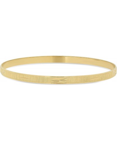 4mm Gold Plated Ridged Bangle Bracelet with Etched Design + Microfiber Polishing Cloth 7.0 Inches $22.41 Bracelets