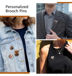 Personalized Photo Brooch Pins for Women Round/Heart/Square/Oval Shaped Stainless Steel/18K Gold Plated/Black Memorial Custom...