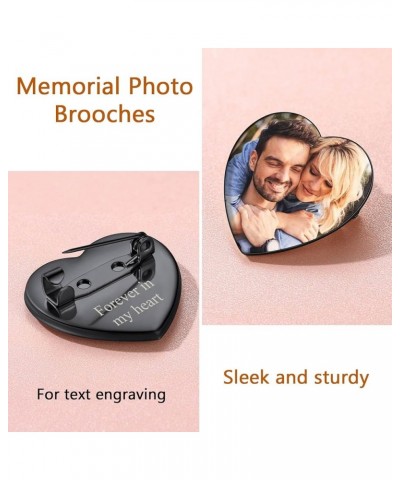 Personalized Photo Brooch Pins for Women Round/Heart/Square/Oval Shaped Stainless Steel/18K Gold Plated/Black Memorial Custom...