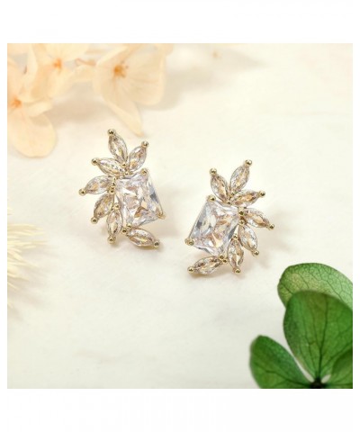 Earrings Holy Stud Earrings for Girls/Women, Sliver Gold Wedding Earrings for Bridesmaids Floral DiamondGold $10.06 Earrings