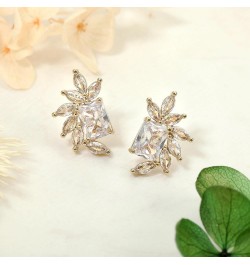 Earrings Holy Stud Earrings for Girls/Women, Sliver Gold Wedding Earrings for Bridesmaids Floral DiamondGold $10.06 Earrings