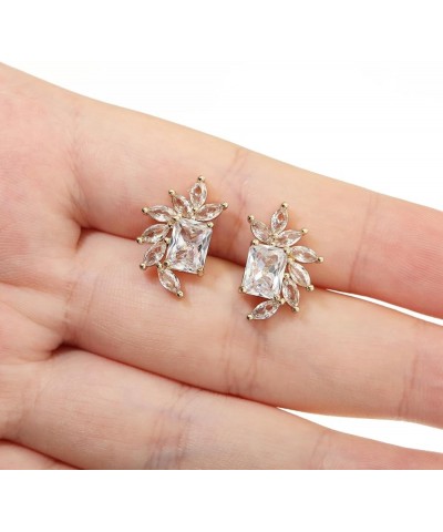 Earrings Holy Stud Earrings for Girls/Women, Sliver Gold Wedding Earrings for Bridesmaids Floral DiamondGold $10.06 Earrings