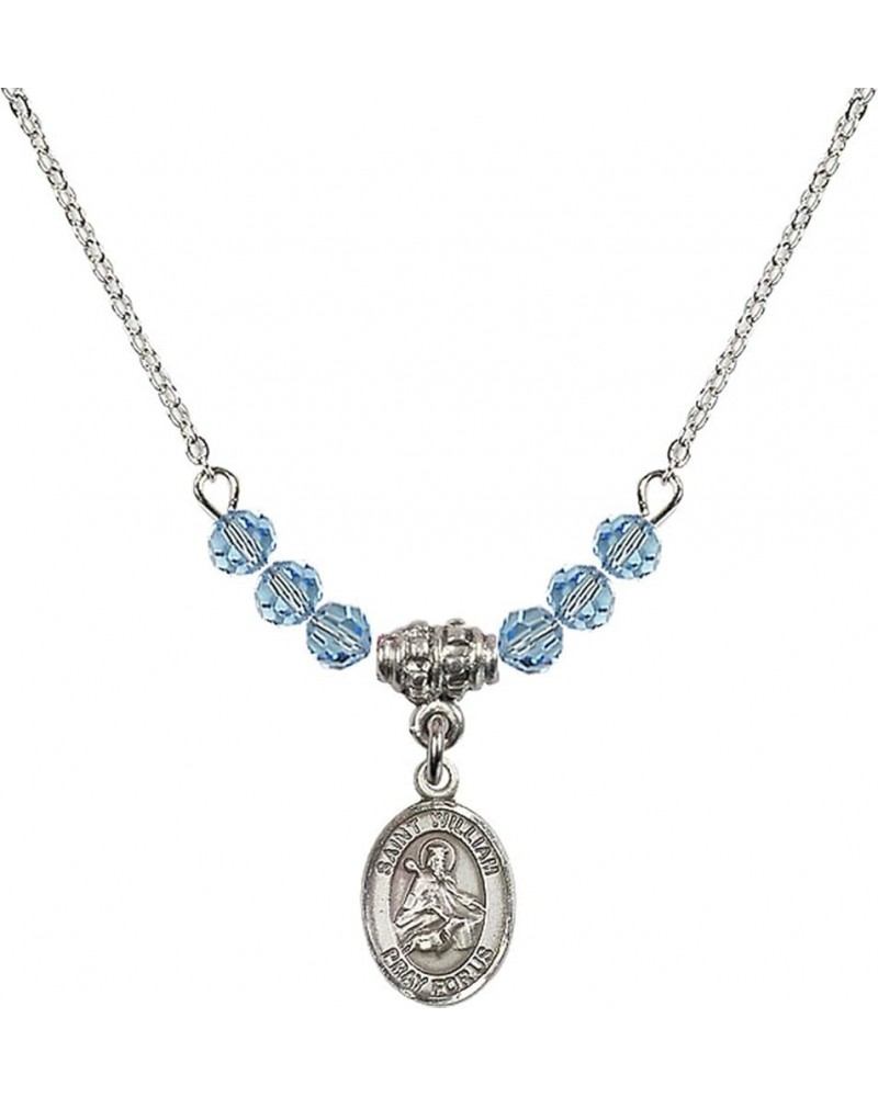 March Birth Month Bead Necklace with Catholic Patron Saint Petite Charm, 18 Inch Saint William of Rochester $26.60 Necklaces