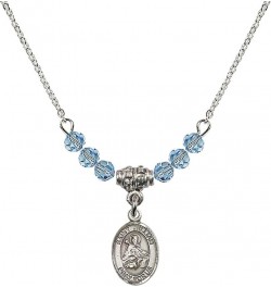 March Birth Month Bead Necklace with Catholic Patron Saint Petite Charm, 18 Inch Saint William of Rochester $26.60 Necklaces