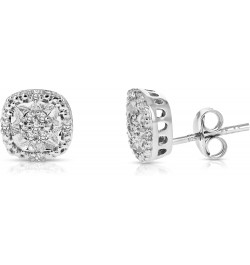 1/10 cttw Diamond Earrings in .925 Sterling Silver Push Backs Cushion Shape $33.14 Earrings