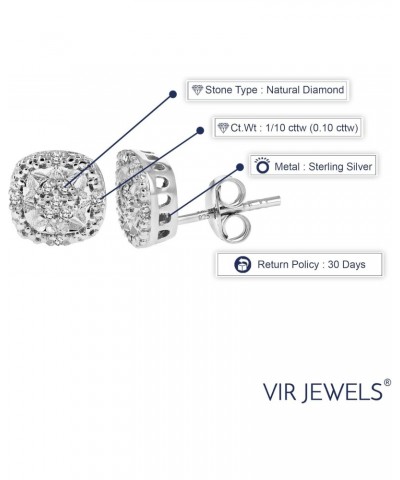 1/10 cttw Diamond Earrings in .925 Sterling Silver Push Backs Cushion Shape $33.14 Earrings