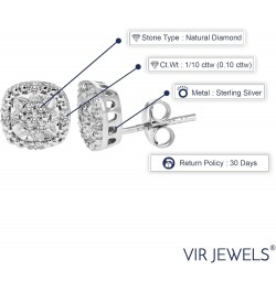 1/10 cttw Diamond Earrings in .925 Sterling Silver Push Backs Cushion Shape $33.14 Earrings