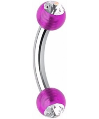 Acrylic Gem Ball Curved Barbell WildKlass Eyebrow Ring 14 GA, 10mm, 5mm ball size, Purple/Clear $8.79 Body Jewelry