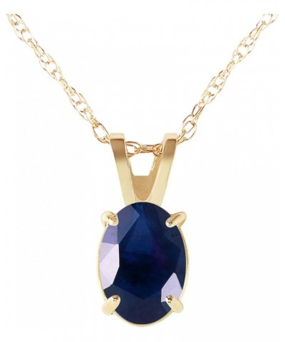 Genuine 14k Solid Gold with 1 Carat (CTW) Oval-shaped Natural Sapphire Pendant Necklace 18.0 Inches $83.25 Necklaces