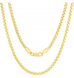 10k Yellow Gold 2.5mm Round Box Chain Venetian Link Pendant Necklace, Mens Womens Lobster Clasp 16" 18" 20" 22" 24" 26" 28" 3...