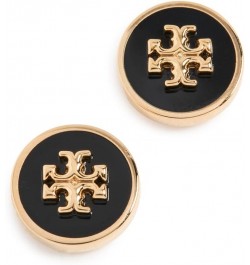 Women's Kira Enamel Circle Stud Earrings Tory Gold/Black $30.90 Earrings