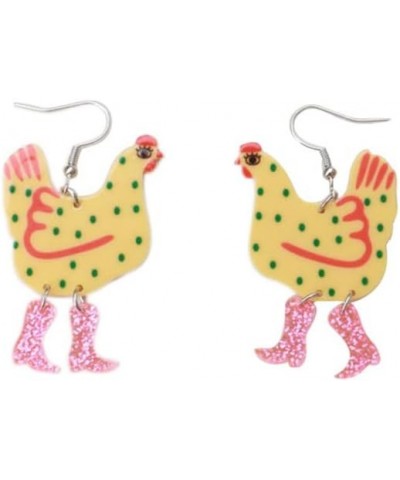 Funny Cute Kawaii Acrylic Big Rooster Animal Chicken Dangle Dangle Earrings Colorful Boots Chicken Earrings for Women Girls Y...