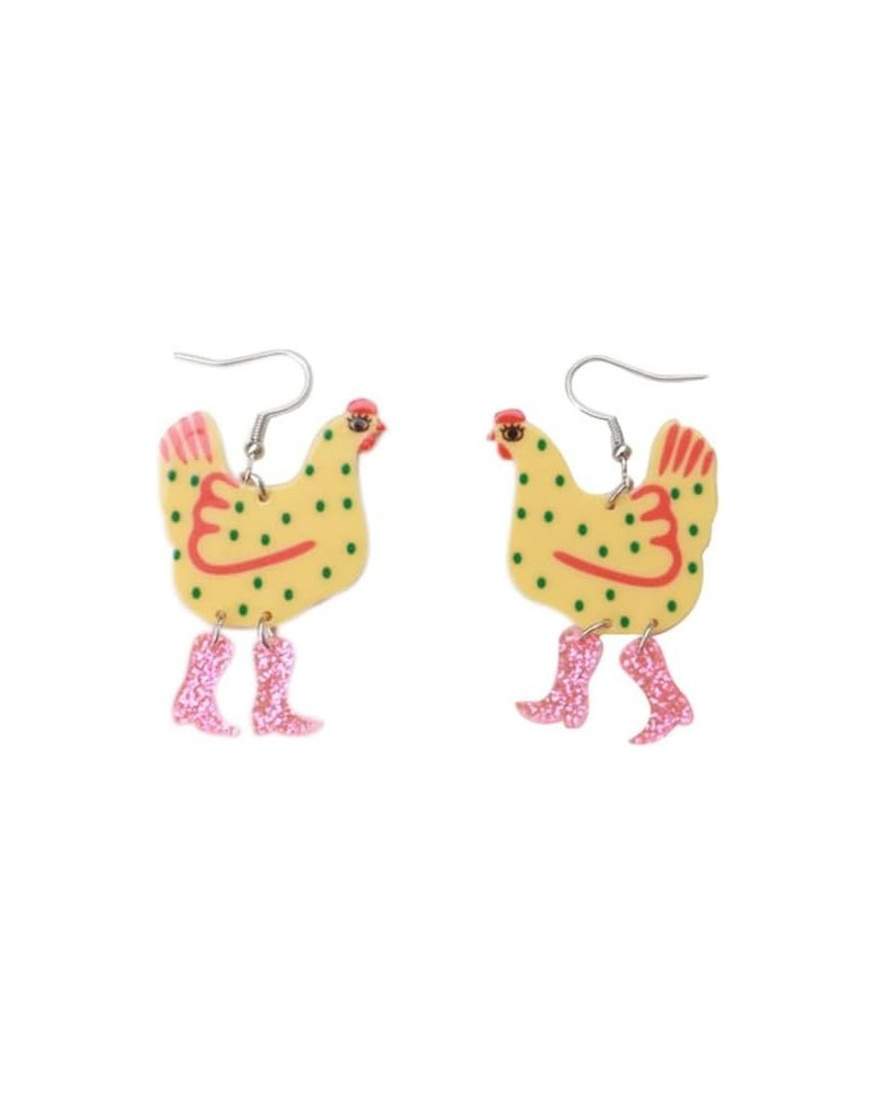 Funny Cute Kawaii Acrylic Big Rooster Animal Chicken Dangle Dangle Earrings Colorful Boots Chicken Earrings for Women Girls Y...