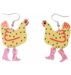 Funny Cute Kawaii Acrylic Big Rooster Animal Chicken Dangle Dangle Earrings Colorful Boots Chicken Earrings for Women Girls Y...