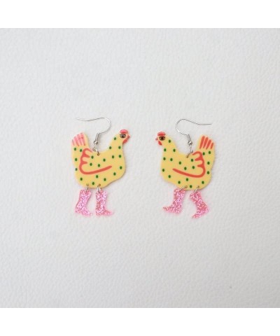 Funny Cute Kawaii Acrylic Big Rooster Animal Chicken Dangle Dangle Earrings Colorful Boots Chicken Earrings for Women Girls Y...