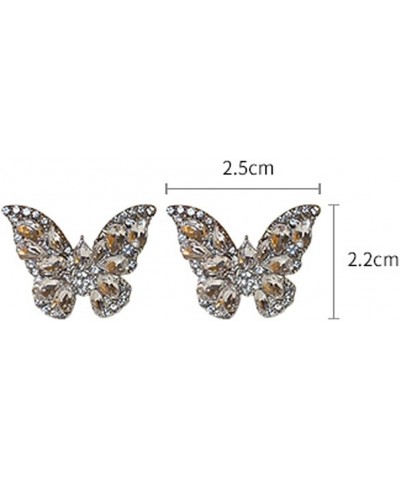 Sparkling Diamond Butterfly Earrings Rhinestone Stud for Women Crystal Silver Statement Earrings for Girls Party Wedding Brid...