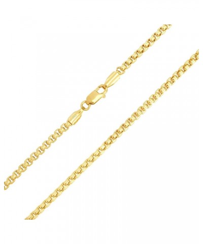 10k Yellow Gold 2.5mm Round Box Chain Venetian Link Pendant Necklace, Mens Womens Lobster Clasp 16" 18" 20" 22" 24" 26" 28" 3...