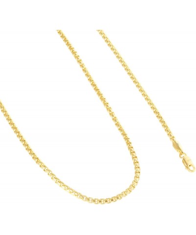 10k Yellow Gold 2.5mm Round Box Chain Venetian Link Pendant Necklace, Mens Womens Lobster Clasp 16" 18" 20" 22" 24" 26" 28" 3...