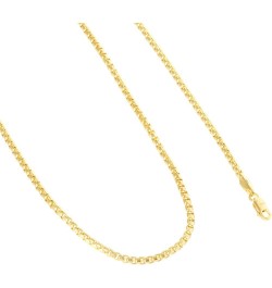 10k Yellow Gold 2.5mm Round Box Chain Venetian Link Pendant Necklace, Mens Womens Lobster Clasp 16" 18" 20" 22" 24" 26" 28" 3...