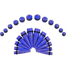 24PCS 00G-13/16 10mm-20mm Acrylic Big Gauges Kit Ear Stretching Tunnels Plugs Tapers Expander Dark blue with gold lines $10.8...