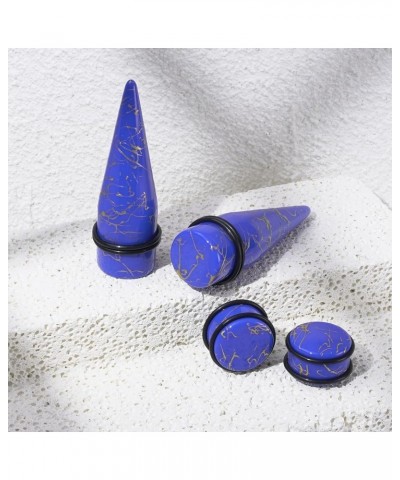 24PCS 00G-13/16 10mm-20mm Acrylic Big Gauges Kit Ear Stretching Tunnels Plugs Tapers Expander Dark blue with gold lines $10.8...