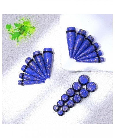 24PCS 00G-13/16 10mm-20mm Acrylic Big Gauges Kit Ear Stretching Tunnels Plugs Tapers Expander Dark blue with gold lines $10.8...