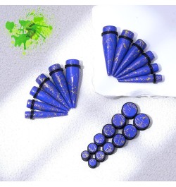 24PCS 00G-13/16 10mm-20mm Acrylic Big Gauges Kit Ear Stretching Tunnels Plugs Tapers Expander Dark blue with gold lines $10.8...