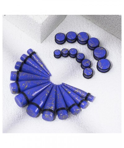 24PCS 00G-13/16 10mm-20mm Acrylic Big Gauges Kit Ear Stretching Tunnels Plugs Tapers Expander Dark blue with gold lines $10.8...