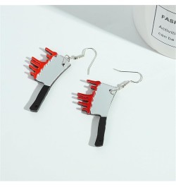 Unique Halloween Theme Earrings - Knife Earrings for Women Red Blood Printed Gothic Knife Dangle Earrings Scissor Ax Hallowee...