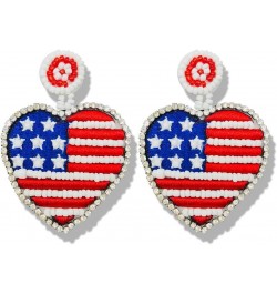 Statement Drop Earrings - Bohemian Beaded Big Heart Dangle Earrings Gift for Women Flag $7.13 Earrings