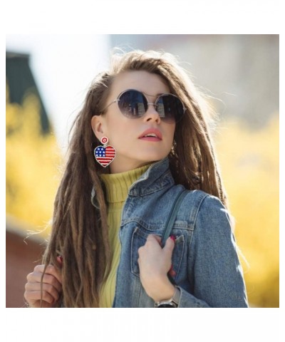 Statement Drop Earrings - Bohemian Beaded Big Heart Dangle Earrings Gift for Women Flag $7.13 Earrings