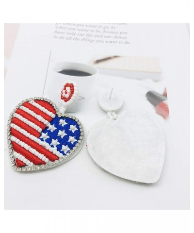 Statement Drop Earrings - Bohemian Beaded Big Heart Dangle Earrings Gift for Women Flag $7.13 Earrings