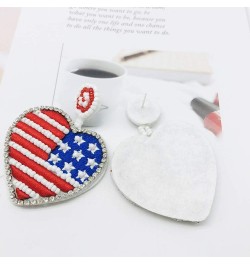 Statement Drop Earrings - Bohemian Beaded Big Heart Dangle Earrings Gift for Women Flag $7.13 Earrings