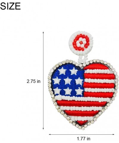 Statement Drop Earrings - Bohemian Beaded Big Heart Dangle Earrings Gift for Women Flag $7.13 Earrings