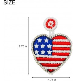 Statement Drop Earrings - Bohemian Beaded Big Heart Dangle Earrings Gift for Women Flag $7.13 Earrings