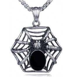 Punk Rock Halloween Necklace Stainless Steel Spider Pendant Necklace Steel $7.97 Necklaces