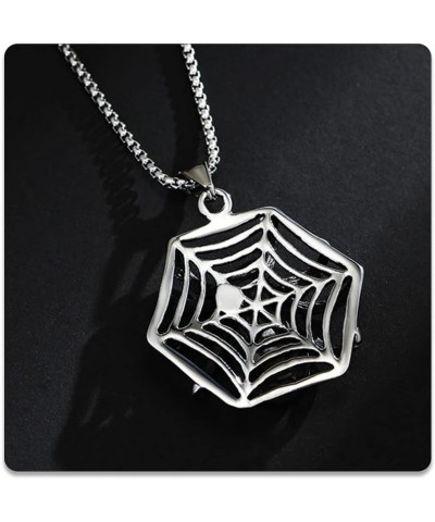 Punk Rock Halloween Necklace Stainless Steel Spider Pendant Necklace Steel $7.97 Necklaces