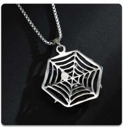 Punk Rock Halloween Necklace Stainless Steel Spider Pendant Necklace Steel $7.97 Necklaces