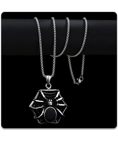 Punk Rock Halloween Necklace Stainless Steel Spider Pendant Necklace Steel $7.97 Necklaces