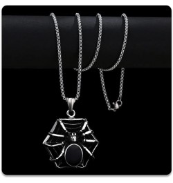 Punk Rock Halloween Necklace Stainless Steel Spider Pendant Necklace Steel $7.97 Necklaces