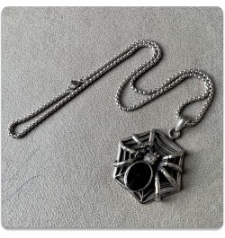 Punk Rock Halloween Necklace Stainless Steel Spider Pendant Necklace Steel $7.97 Necklaces