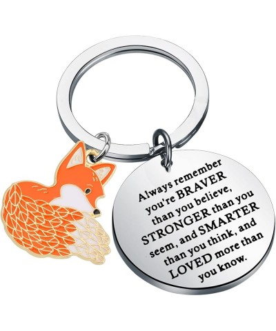 MYOSPAPK Fox Keychain Animal Fox Lovers Gift You are Braver Stronger Smarter Than You Think Inspirational Jewelry Fox Always ...