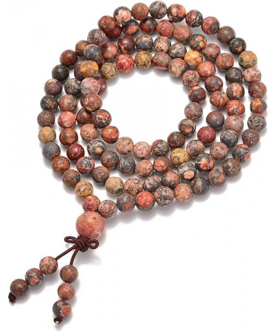 6mm Natural Healing Gemstones Buddhist 108 Prayer Mala Stretchy Bracelet Necklace Leopard Fur Jasper $8.27 Bracelets