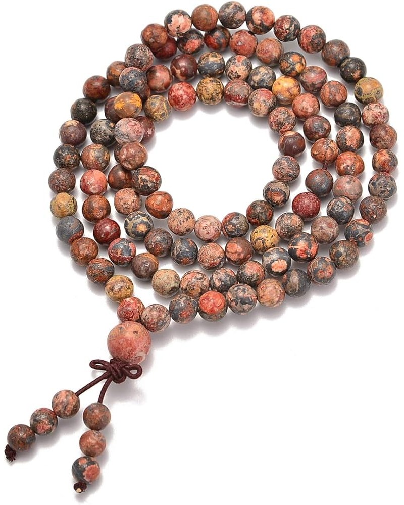 6mm Natural Healing Gemstones Buddhist 108 Prayer Mala Stretchy Bracelet Necklace Leopard Fur Jasper $8.27 Bracelets