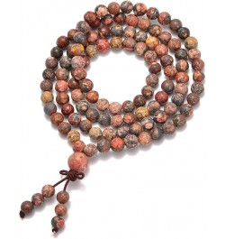 6mm Natural Healing Gemstones Buddhist 108 Prayer Mala Stretchy Bracelet Necklace Leopard Fur Jasper $8.27 Bracelets