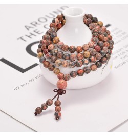 6mm Natural Healing Gemstones Buddhist 108 Prayer Mala Stretchy Bracelet Necklace Leopard Fur Jasper $8.27 Bracelets